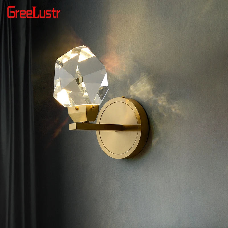 appliques murales led cristal or transparent modernes fixées mur contemporaines