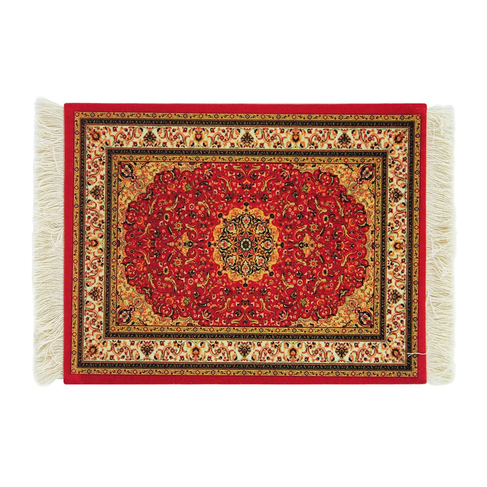 tapis floral orné anti dérapant rouge blanc vert bleu noir tissu caoutchouc