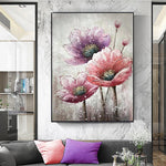tableau abstrait peinture l'huile tournesol fleur moderne impressionniste toile sans cadre vertical salonDecoration Jaune