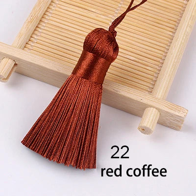 pompons soie polyester 5cm longueur 18cm corde noir rose rouge vert jaune bleu modernes
