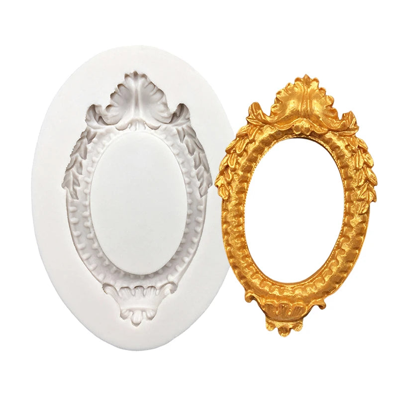 cadres photo silicone doré blanc baroques classiques moules deco fondant cupcakes gâteaux