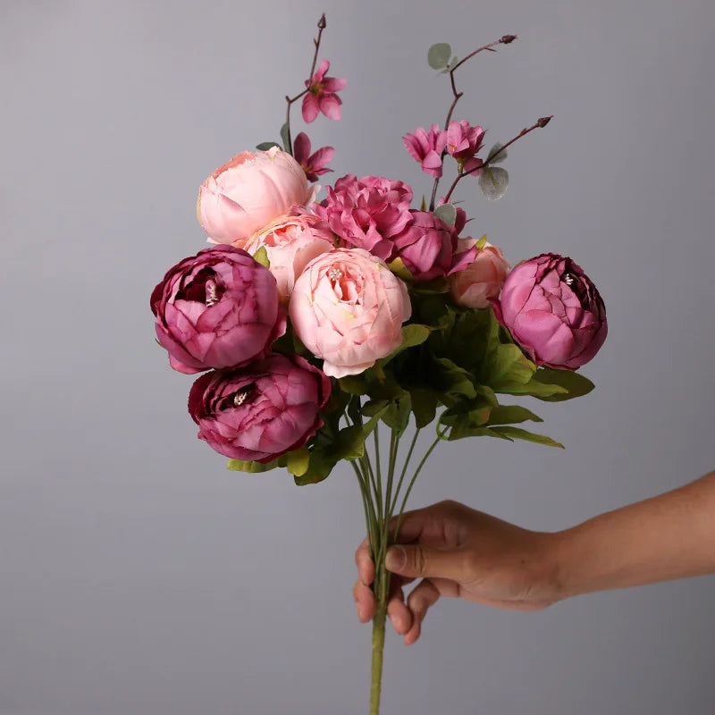 bouquet fleurs artificielles pivoine romantique intérieur décoration maison anniversaire mariage baby shower