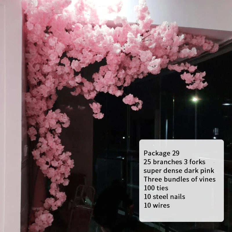 arbre artificiel cerisier rose blanc fleurs feuilles décoration mariage fête intérieur grande taille
