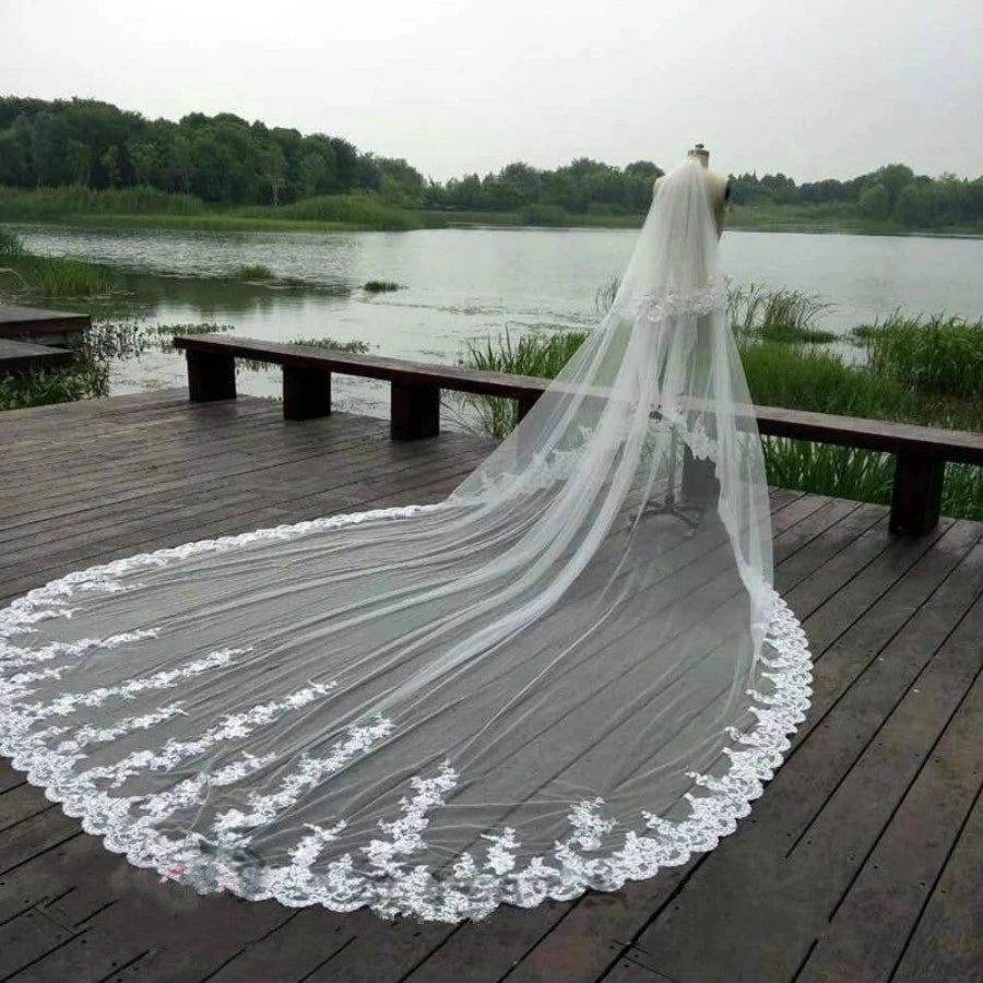 Voile mariée deux couches dentelle blanche classique coiffe incluse mariage blanc translucide femme adultère