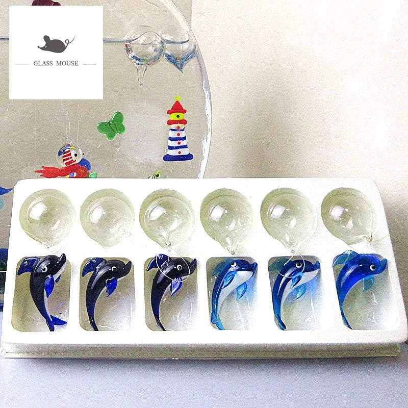 boules noel verre poissons decoratives transparentes artisanal animaux poissons colorés festive