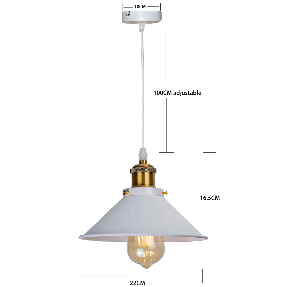 lampe suspendue industrielle conique noire dorée éclairage salon chambre éclairage intérieur E27 adaptable
