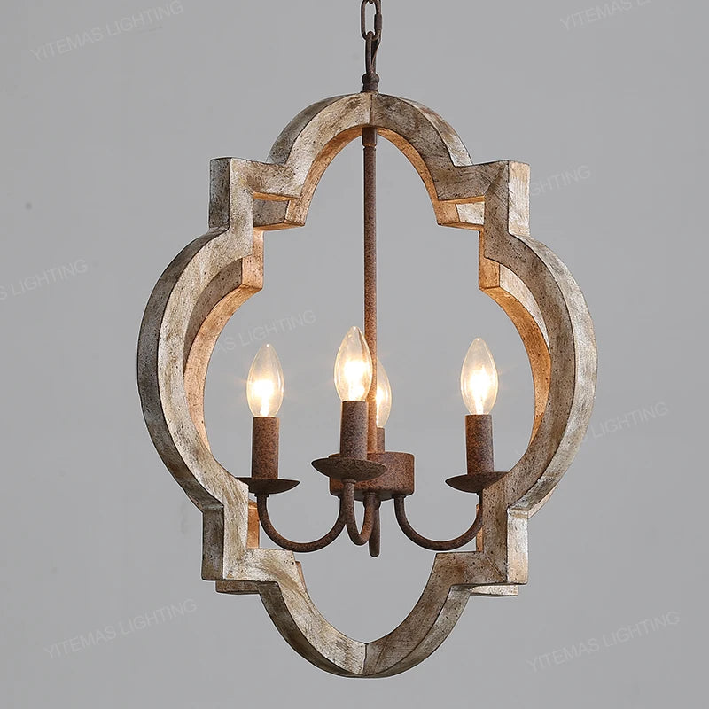 suspension lumineuse vintage gris clair brun finition rustique lumières ampoules E14