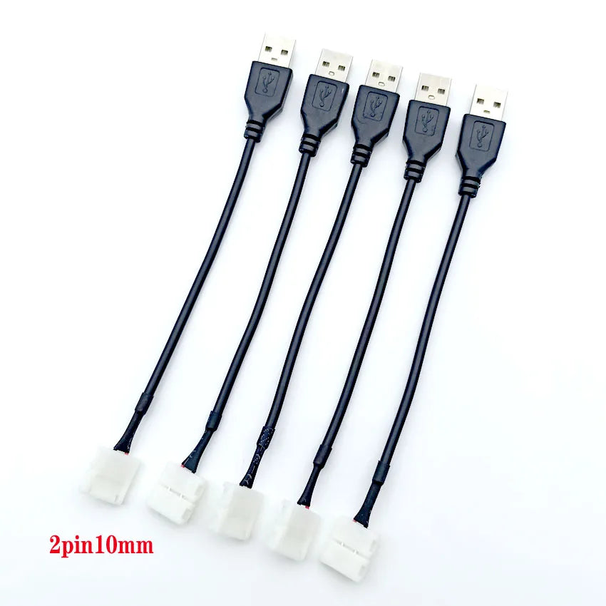 câble usb led 8mm 10mm 30pièces connecteur adhésif noir plat moderne
