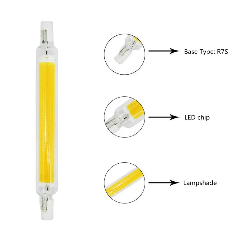 Ampoule LED 15W 20W 30W 40W blanc jaune R7S moderne transparente 50000H
