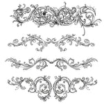 timbres vintage baroques motifs floraux ornements feuilles fleurs marron clair décoration artisanale scrapbooking