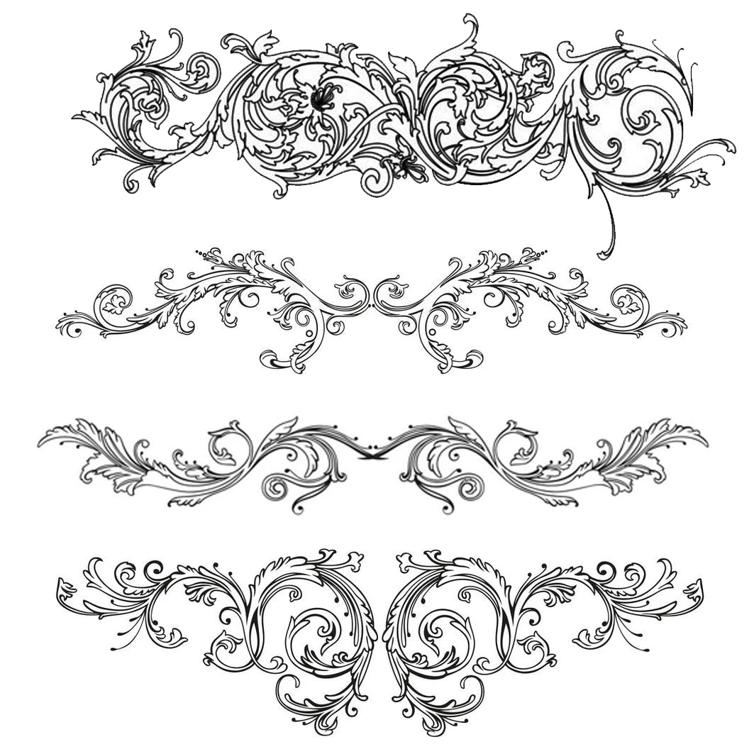 timbres vintage baroques motifs floraux ornements feuilles fleurs marron clair décoration artisanale scrapbooking