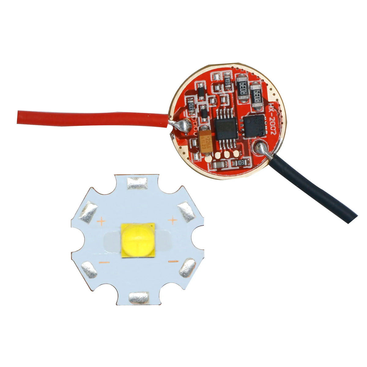 accessoires lampe torche led puissantes batterie câble conducteur imprimé opaque électronique rouge noir blanc