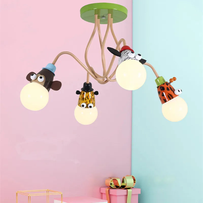 lampe suspension enfant animaux tigre zèbre singe luminaire chambre moderne couleur vive