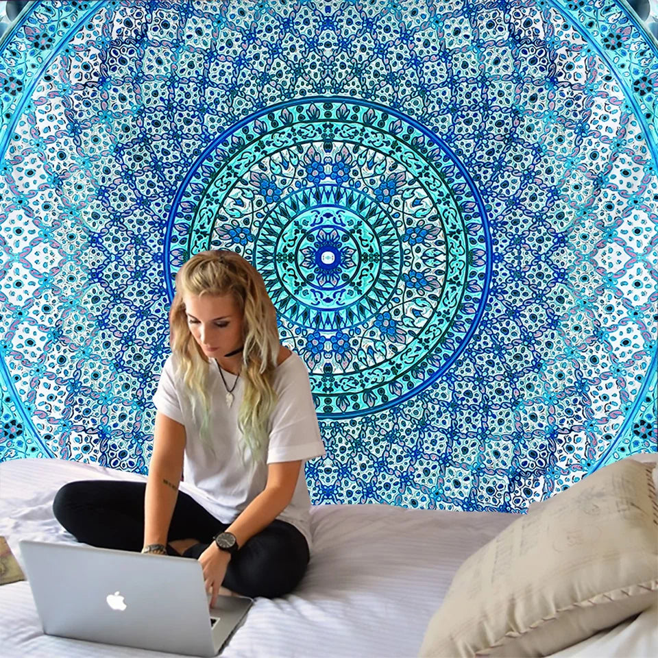 tapisserie murale boho mandala fleurs ethnique décoration intérieur tissu décoratif grand coloré