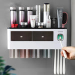 porte brosses dents distributeur dentifrice adhésif moderne blanc noir violet translucent