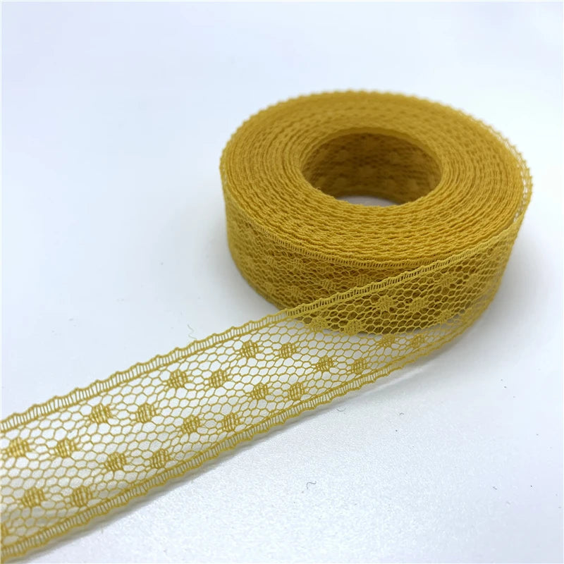 ruban dentelle brodée polyester organza largeur 15mm yards couleurs multiples motifs carrés légèrement transparent