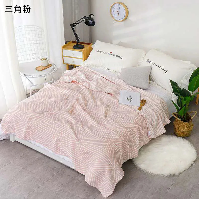 couverture coton imprimée moderne 150x200cm 200x230cm bleu rose verte hiver voyage hospitalière
