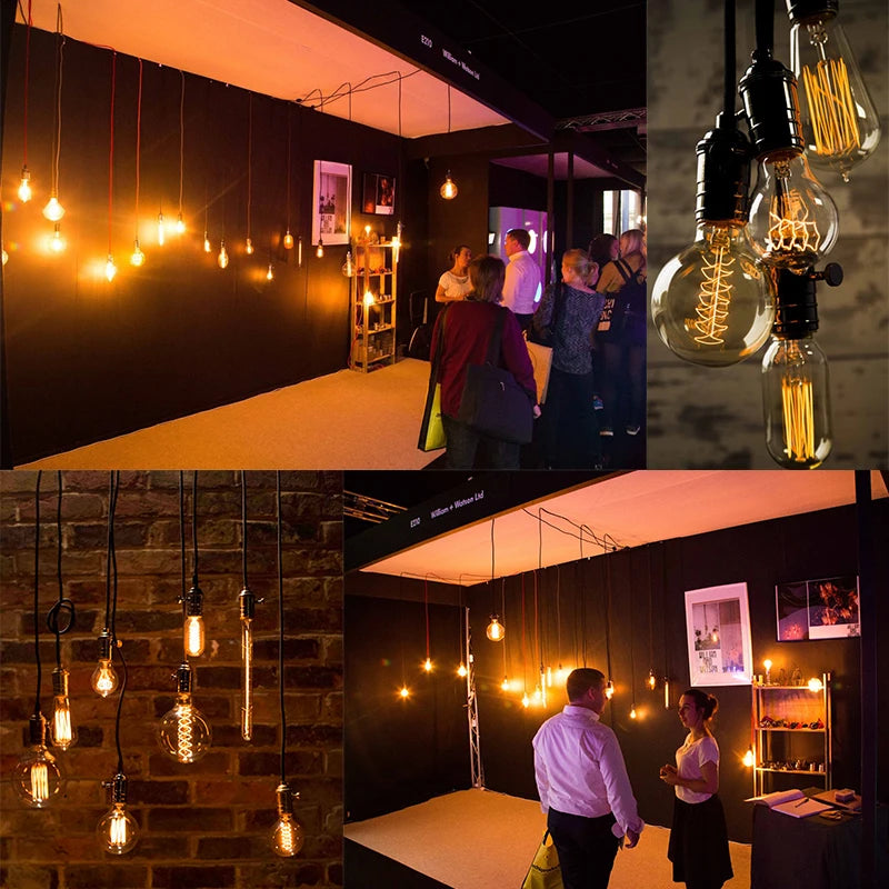 ampoule led filament rétro vintage globe transparent spirale dorée culotte e27 salon