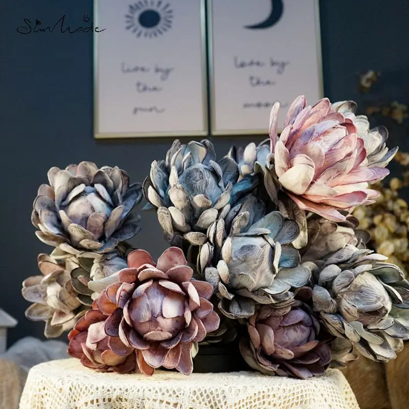 Décoration mariage avec fleurs dahlia artificielles rétro