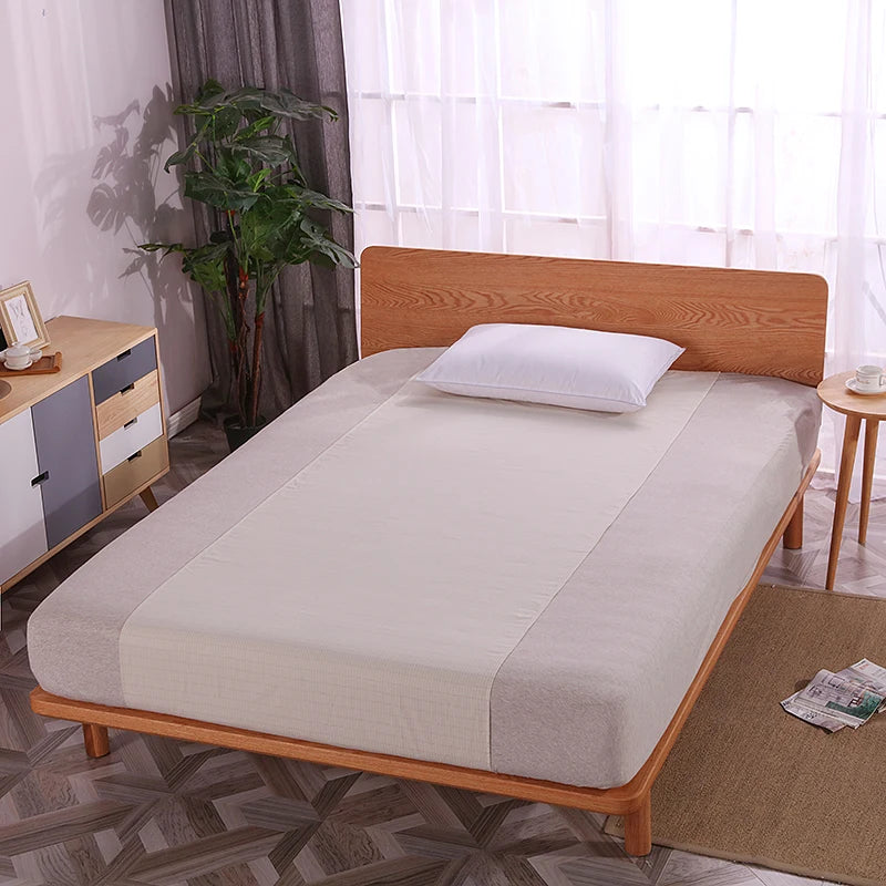 drap housse coton biologique fibre argent mise terre lit gris beige moderne