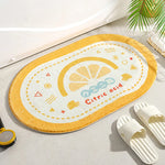 tapis bain antidérapant fleurs cactus vert jaune orange moderne décoratif polyester