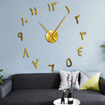 horloge murale moderne chiffres arabes acrylique argent doré noir autocollants grande taille