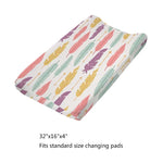housse matelas langer coton feuilles tropicales moderne vert rose bleu blanc
