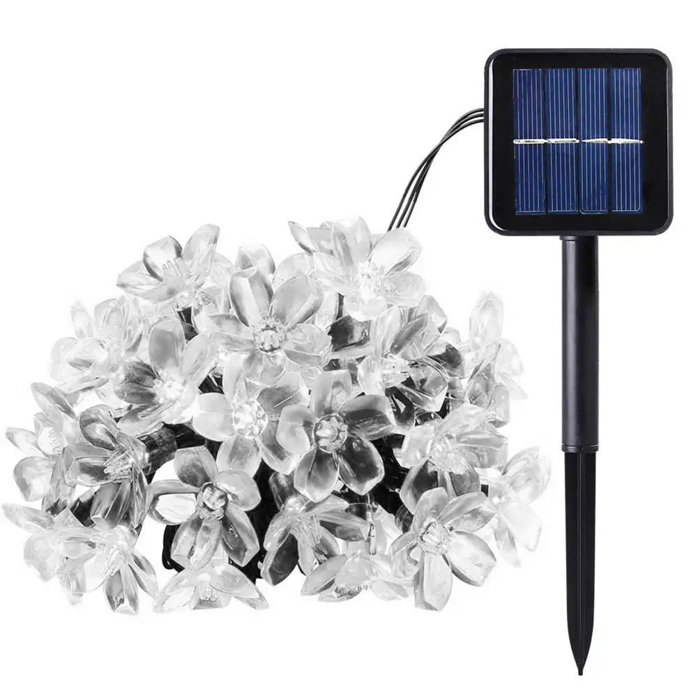 guirlande lumineuse solaire fleurs multicolores extérieures festives 50 led imperméables