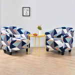 housse fauteuil tubulaire impression géométrique moderne polyestère machine bleu beige