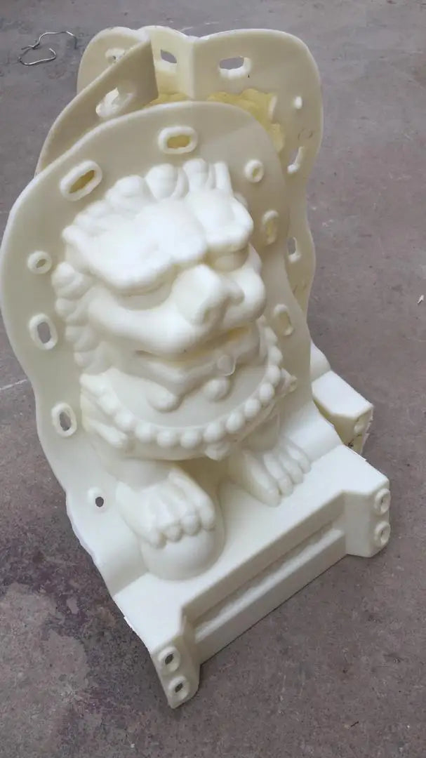 statues lions chinois or blanc crème sculptées détaillées traditionnel asiatique résistant extérieur