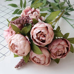 bouquet fleurs artificielles pivoine romantique intérieur décoration maison anniversaire mariage baby shower