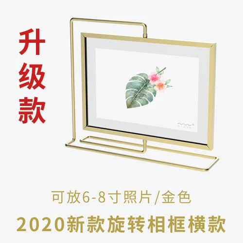 cadre photo moderne double face rectangle métal alliage noir doré gris rose transparent minimaliste