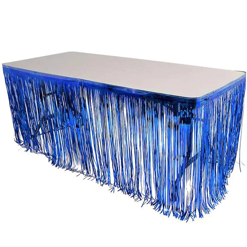 rideau table franges décorations fête mariage anniversaire bleu rose argent vert violet moderne