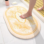 tapis bain antidérapant mousse pe polyester moderne feuilles léopard fruits lettrage blanc noir vert