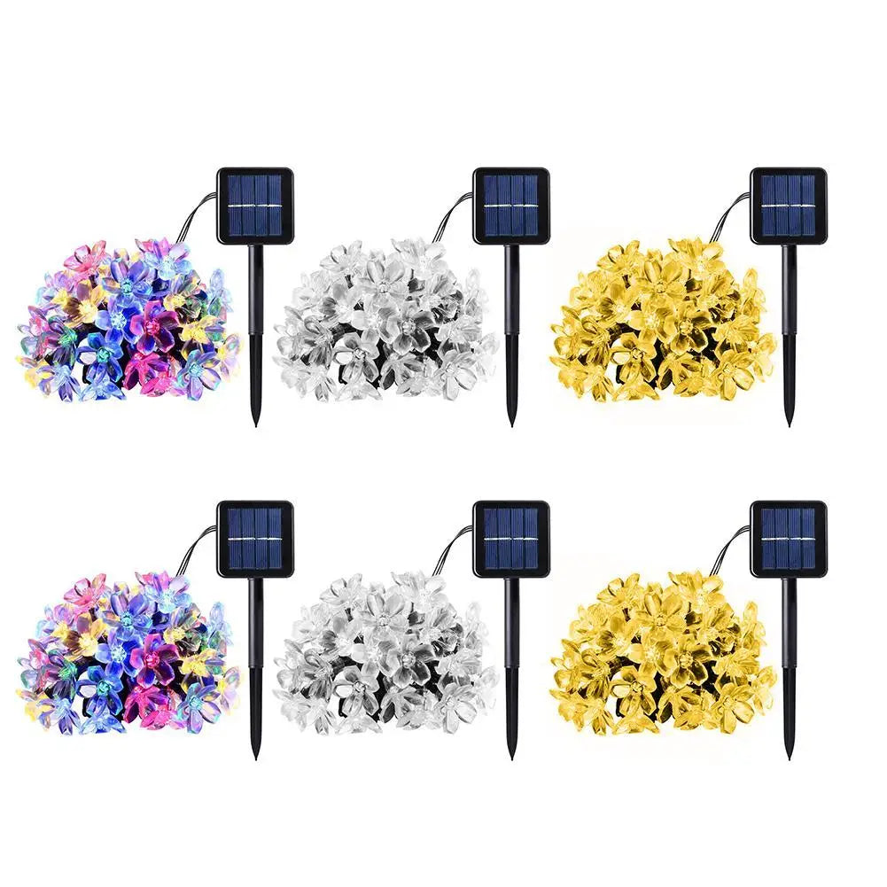 guirlande lumineuse solaire fleurs multicolores extérieures festives 50 led imperméables
