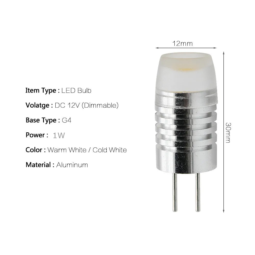 ampoule led g4 blanc froid 5500k 360 angle dimmable 1w 50000h modernisée