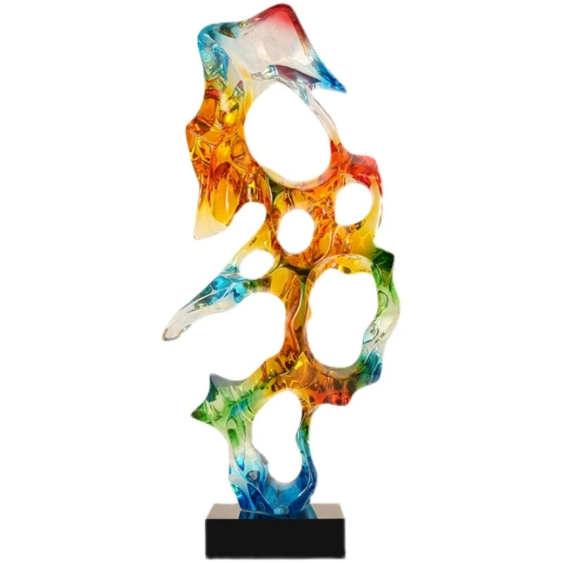 sculpture abstraite résine moderne couleurs vives forme organique intérieur contemporainDecorationMaisonArtVitrineTranslucide