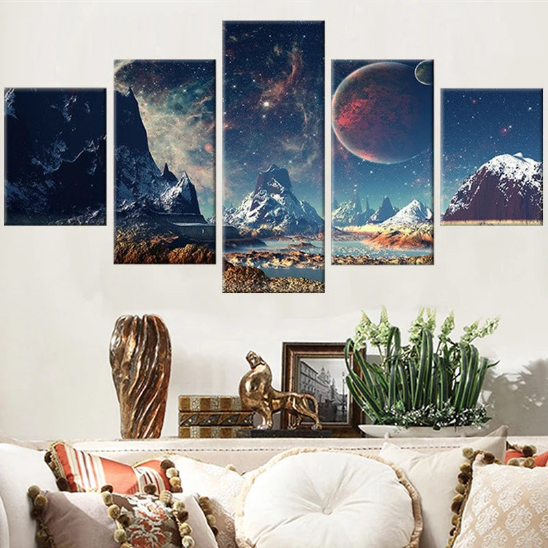 Détail de l'impression sur toile montagnes et espace