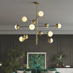 suspension lumineuse moderne sphères translucides or blanc scandinave led 10 têtes 12 têtes