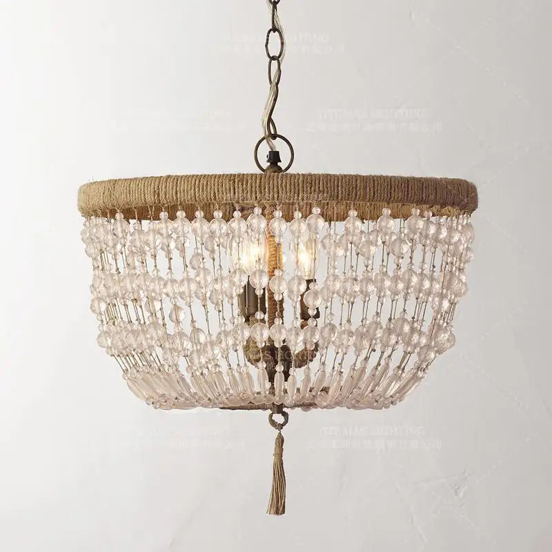 suspension lumineuse vintage cristal blanc doré classique tressé chambre cuisine