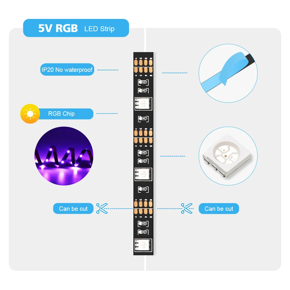 ruban led bleu violet noir adhésif smd rgb moderne télévision enceintearrière