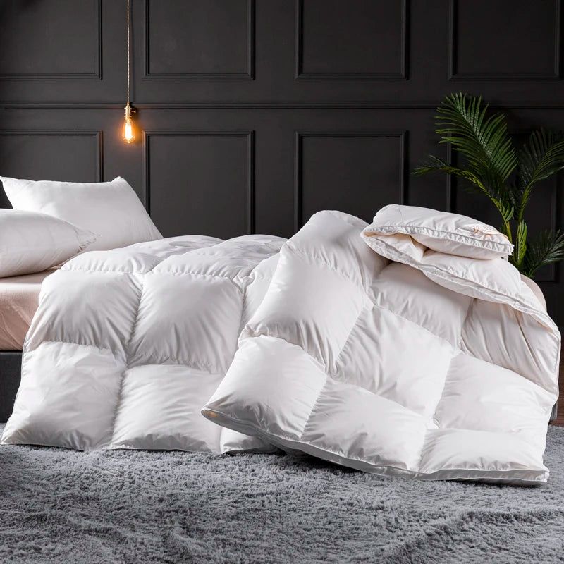 couette matelassée duvet oie blanc coton motif carreaux moderne hiver adultes 150x200cm 180x220cm 200x230cm