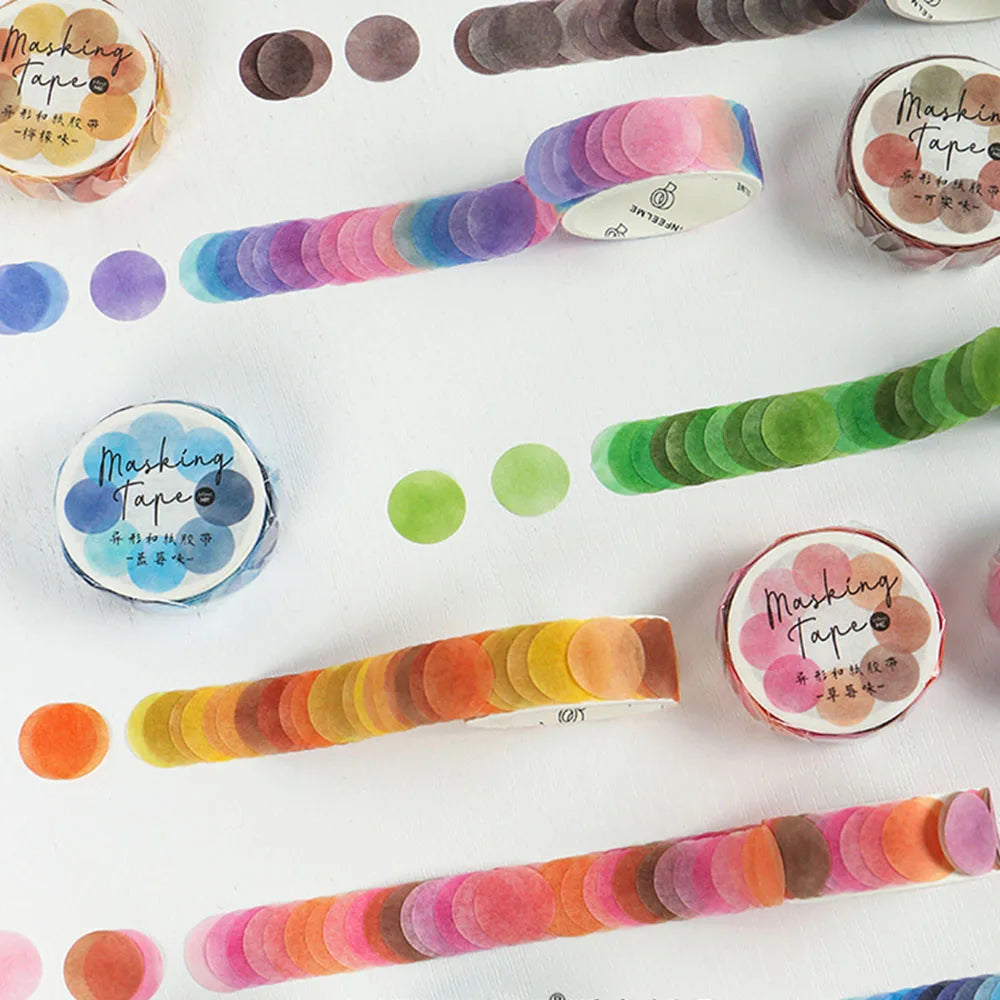 ruban adhésif décoratif multicolore fruits points circulaires stickers scrapbooking washi tape stationnera photo artisanat