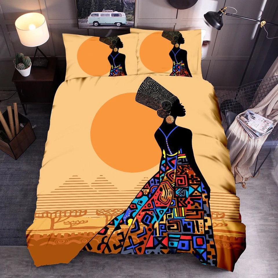 Détail de l'impression 3D sur la housse de couette africaine