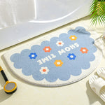 tapis bain antidérapant fleurs moderne marron clair vert bleu rose blanc