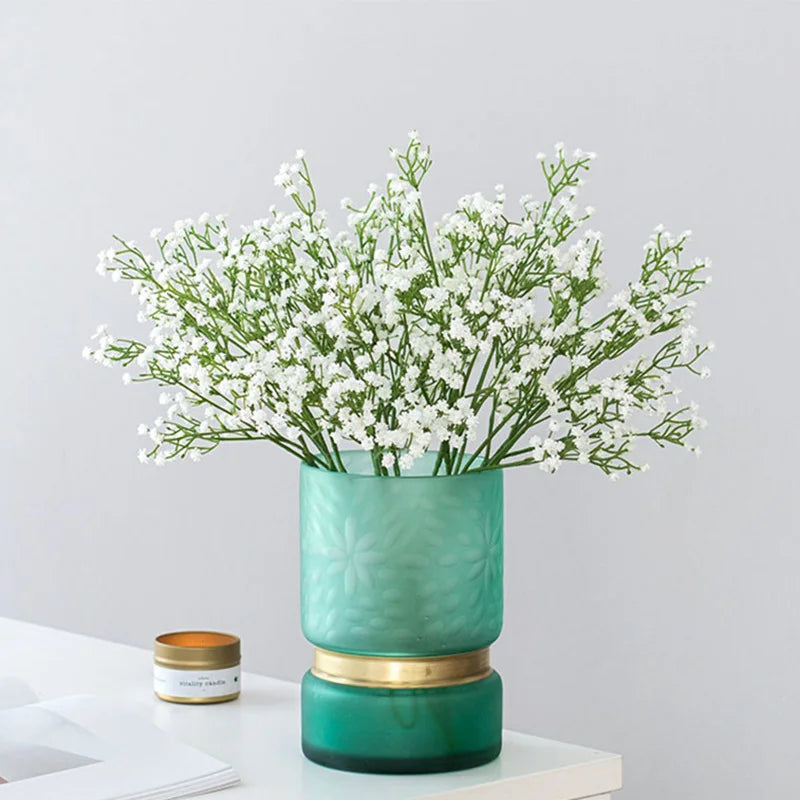 décoration intérieure bouquet artificiel blanc fleurs simples moderne 52cm transparent vase mariage anniversaire baby