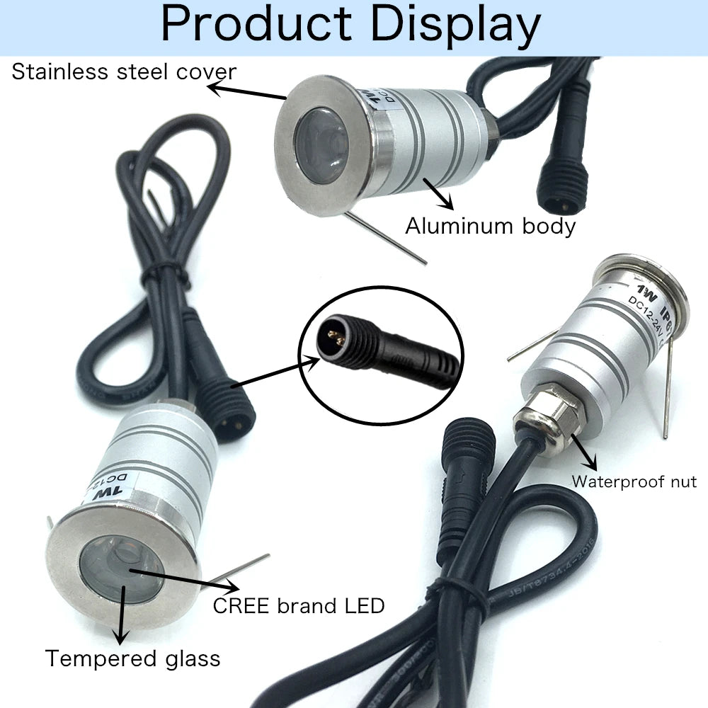 Spotlight LED sous sol argenté moderne IP67 12V 1W 6000K 4000K 3000K