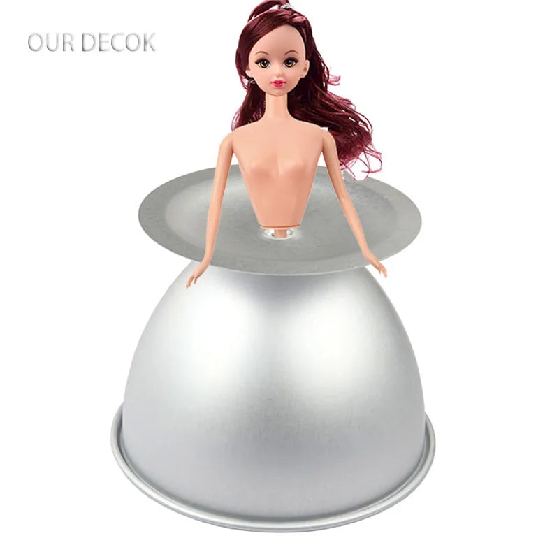 moule gâteau 19cm poupée torsade decors florals cuisine pâtisserie fondant original argenté