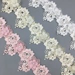 dentelle florale 3d polyester coton mariage chapeau robe blanche rose romantique