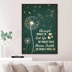 toile d'art nature morte pissenlit minimaliste moderne vert foncé blanc rectangle vertical